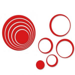 5PCS 3D wood Indoors Decor Circles Wall Stickers – red