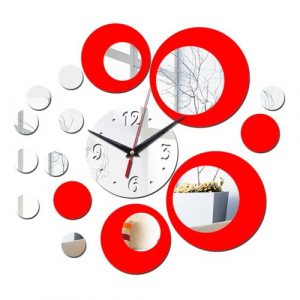 Silver Circle 3D Crystal Mirror Wall Clock Wall Sticker