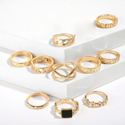 13 Pcs/Set Bohemian Gold Geometric Crystal Ring Set - Image 4