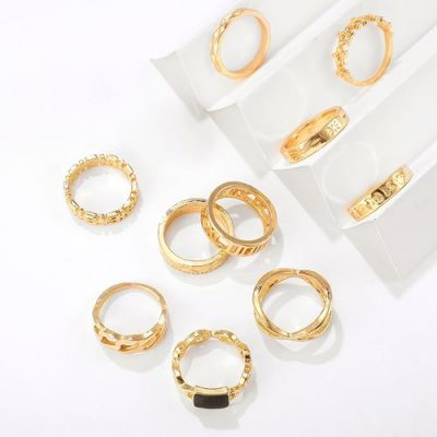 13 Pcs/Set Bohemian Gold Geometric Crystal Ring Set - Image 7