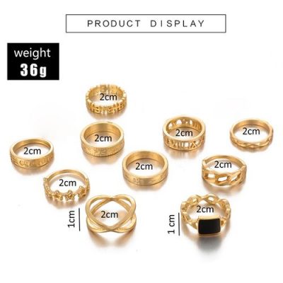 13 Pcs/Set Bohemian Gold Geometric Crystal Ring Set - Image 6