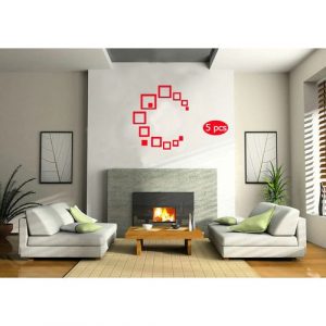 5pcs 3d Indoor Wooden Decor Square Studio Stickers