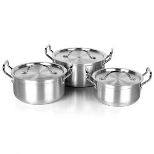 6PCS STAINLESS COOKWARE SET WITH METAL LID