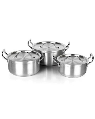 6PCS STAINLESS COOKWARE SET WITH METAL LID