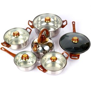 12pcs stainless steel cooking set with glass lid