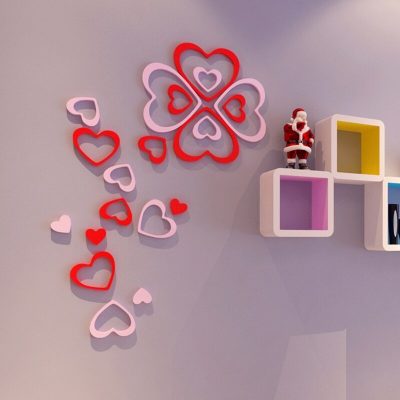 5pcs 3d Indoor Wooden Decor Heart-shaped Studio Stickers - Image 3