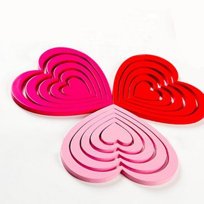 5pcs 3d Indoor Wooden Decor Heart-shaped Studio Stickers - Image 4