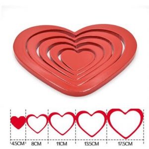 5pcs 3d Indoor Wooden Decor Heart-shaped Studio Stickers