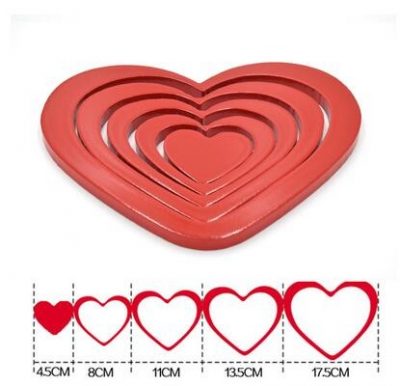 5pcs 3d Indoor Wooden Decor Heart-shaped Studio Stickers - Image 2