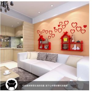 5pcs 3d Indoor Wooden Decor Heart-shaped Studio Stickers