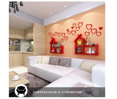 5pcs 3d Indoor Wooden Decor Heart-shaped Studio Stickers