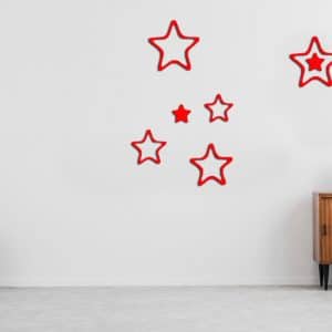 Star Shaped Wooden Studio Stickers – red