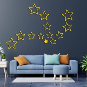 Star Shaped Wooden Studio Stickers – yellow