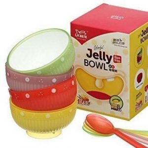 4 Set Unbreakable Jelly Bowl Plate And Spoons