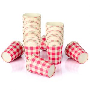 50pcs Disposable Paper Party Cup – Check Red