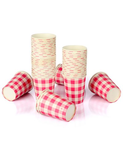 50pcs Disposable Paper Party Cup - Check Red