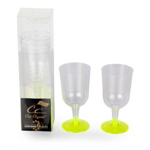 Crystal Clear Plastic Wine Cup Set – 12pcs – Green