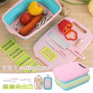 9 In 1 Multi-functional Kitchen Chopping Board Drain Basket