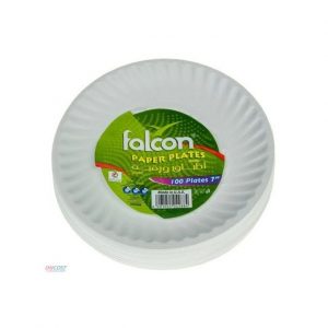 Falcon Disposable White Paper Plate – 100pcs