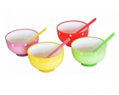 4 Set Unbreakable Jelly Bowl Plate And Spoons - Image 3