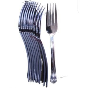 Disposable Silver Plated Plastic Forks – 100pcs