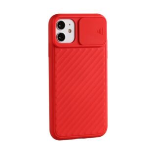 Silicone Case With Camera Lens Protector For IPhone 12 – red