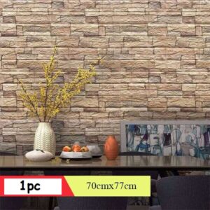 3d Self Adhesive Pe foam wallpaper -Stone Brown