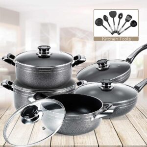 16PCS Aluminium Non-stick Copper Cooking Pot Set