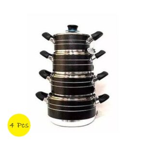 4pcs Aluminium Non-stick Cookware Set Silver Black