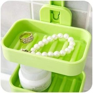 Double Soap Suction Box Tray Rack Holder