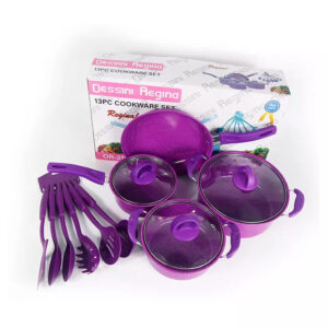 13 Pieces Dessini Regina Iron Material Non-stick Set Purple