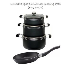 ultimate 8pcs Non Stick Cooking Pots – BIG SIZE