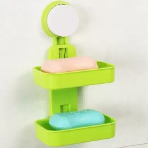 Double Soap Suction Box Tray Rack Holder