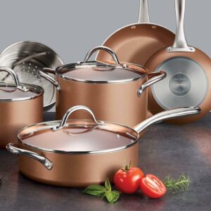 11pcs Tramontina Nonstick Cookware Set Copper Brown