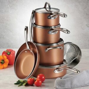 11pcs Tramontina Nonstick Cookware Set Copper Brown