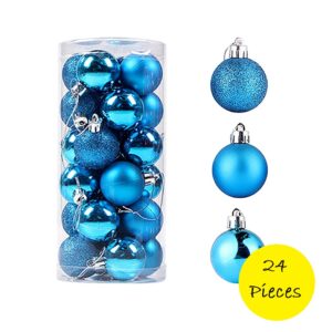 24pcs Blue Christmas Tree Glitter Balls