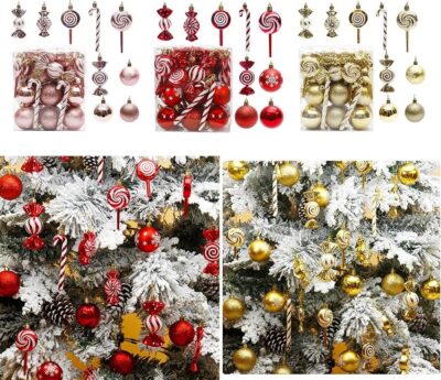 Christmas Decorative Tree Glittering Balls and Ornaments