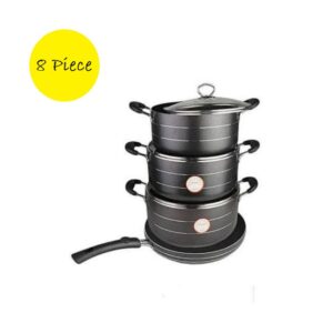 8pcs Home Touch Coated Cookware Set with Lid