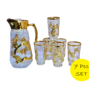 7Pcs Golden Glass Cup Tumbler and Jug Set