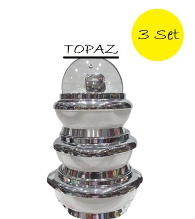 Topaz Set Of 3 Insulated Casserole Serving Bowl With Lid