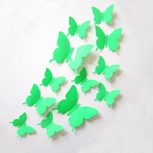 12pcs Wall Sticker Magnetic Butterflies Home Wall Decor – Green