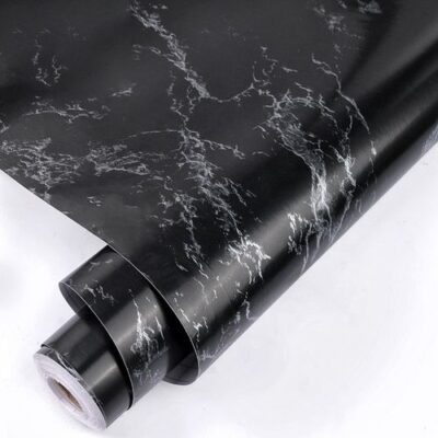 Marble waterproof PVC self adhesive wallpaper Black