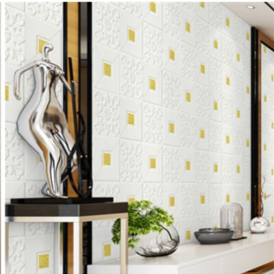 3d Self Adhesive Pe foam wallpaper - White Gold - Image 7