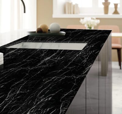 Marble waterproof PVC self adhesive wallpaper Black - Image 3