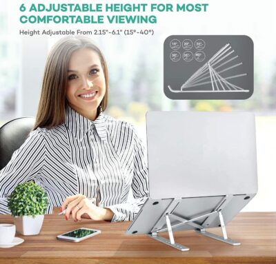 Adjustable Ventilated Aluminum Laptop & Tablet Stand - Image 9