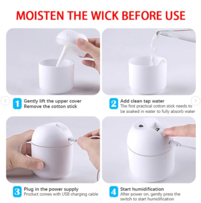 250ml USB Humidifier White Plus Free 10ml Essential Oil - Image 8