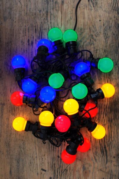 Multicolor String Connectable G50 Festoon Light Bulbs.