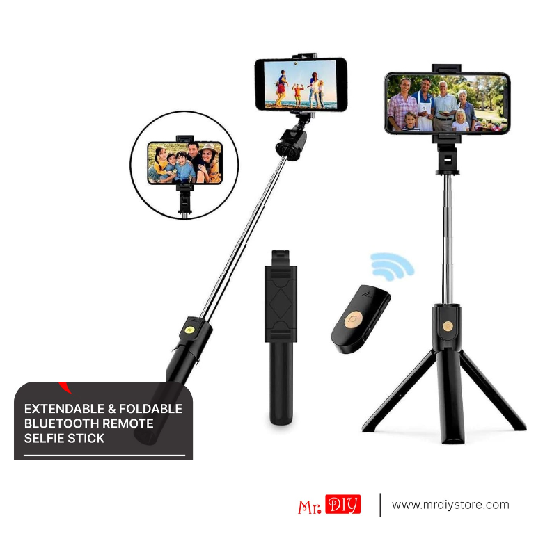 Extendable And Foldable Bluetooth Remote Selfie Stick