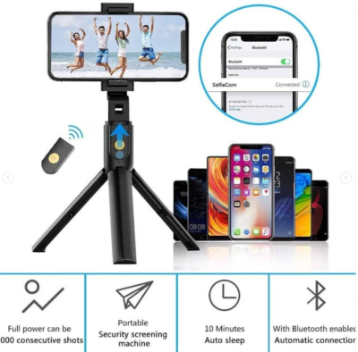 Extendable And Foldable Bluetooth Remote Selfie Stick With Selfie Light - Image 3