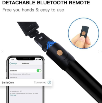 Extendable And Foldable Bluetooth Remote Selfie Stick With Selfie Light - Image 2